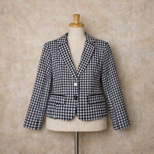 NWT 7th Avenue New York and Company Black and White Gingham Cotton Blazer Size 6